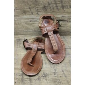 Frye‎ women's Alessia Trapunto leather strappy thong artisanal sandals 9.5M